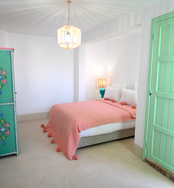 Chambre Majorelle - décor bleu et menthe